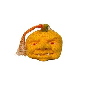 Vintage Foam Hyman Halloween Pumpkin Jack O Lantern Creepy Face Netting